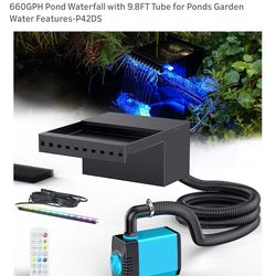 8inch and waterfall spillway, Led lights with remote, pump 660GPH