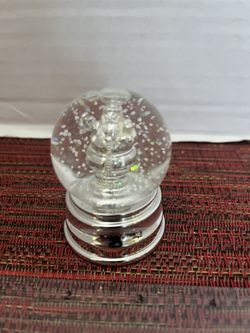 Mini Glass 2 1/2" Silver Santa Snow Globe with Glitter Snowflakes