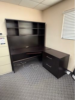 (2) Cherry wood Office Desks with Hutch
