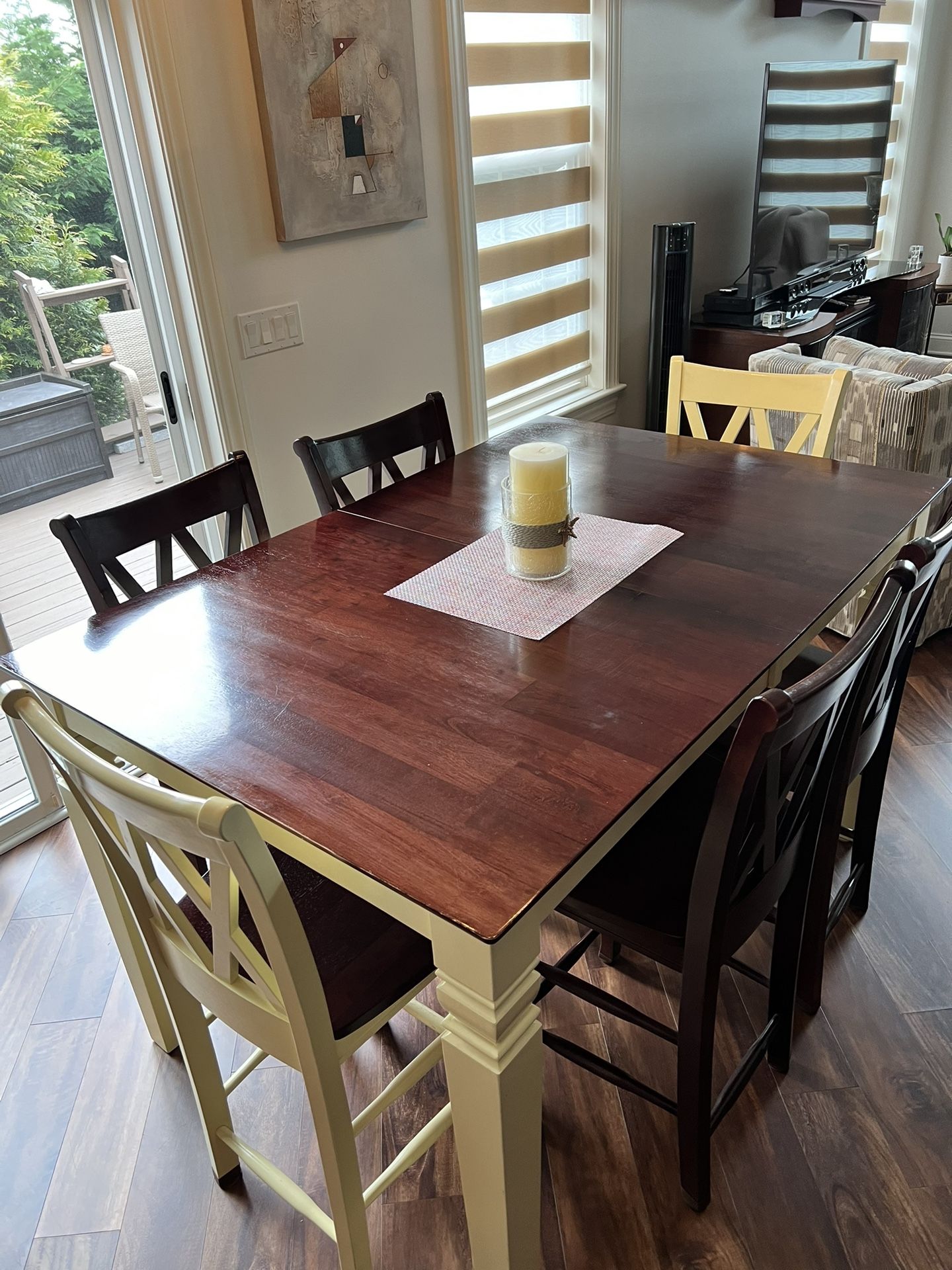 Wooden Table And 6 Chairs And Leaf Extension 