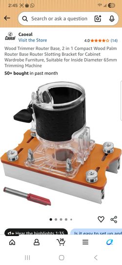 Wood Trimmer Router Base, 2 in 1 Compact Wood Palm Router Base Router Slotting Bracket for Cabinet Wardrobe Furniture, Suitable for Inside Diameter 65