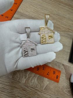 925 Silver and Moissanite Trap House Pendant