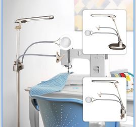 ClearSun LEDs | 3-in-1 Floor, Table, and Clamp Lamp | Optical Grade 2x Lighted Magnifier | Power Outlet | Clip Attachment