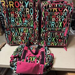 3 Piece Roxy Black Pink Luggage Set