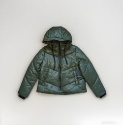 Marc New York Andrew Marc Down Puffer Coat Women Sz M Green Hooded New