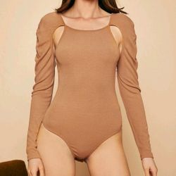 Solid Cut Out Bodysuit Large