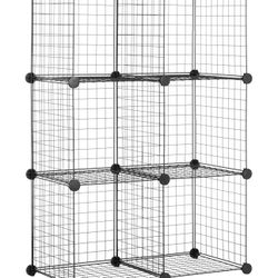 6 Cube Wire Grid Storage, Black, 14" D × 14"W× 14"H