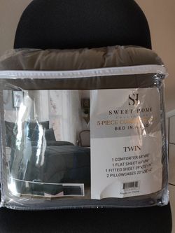 Bed Sheets & Comforter Set (TWIN -- GRAY)