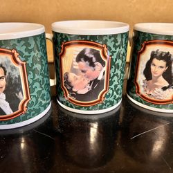 3 GONE WITH THE WIND Mugs/ New Condition 