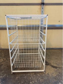 Elfa 7 runner storage with 2 wire baskets
