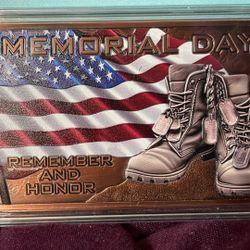 Five(5)  Oz Pure Copper Memorial Day Remember And Honor