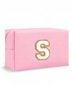 Pink Cosmetic Bag with "S" Letter