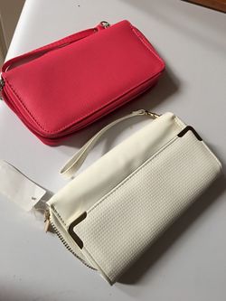 2 brand new Women wallet organizer white and pink