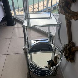 Vintage Chrome Glass Bar Cart