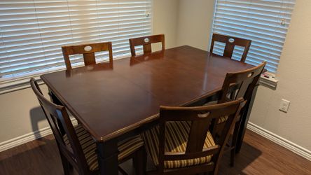 Dark Wood Dining Table with 6 Chairs