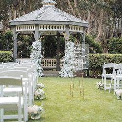 White Artifical Flower Arches With Gold Stands 1Pair 
