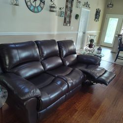 Leather Couch, Loveseat And End Tables