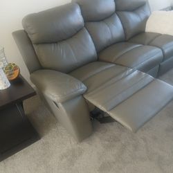 GRAY RECLINER LEATHER SOFA $200