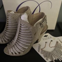 Women’s  Night Out Heeled Shoes And Necklace Set 