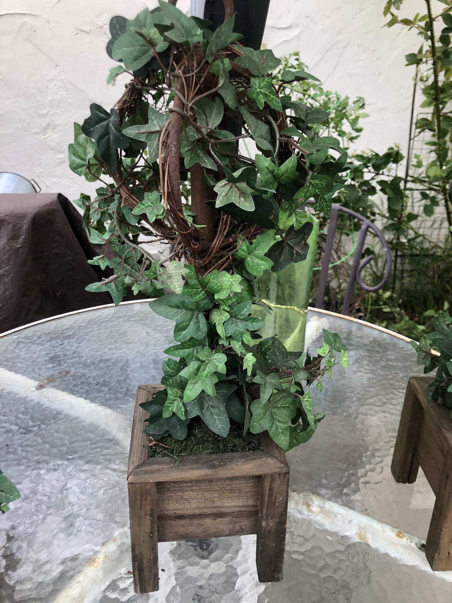 $10 Tabletop Ivy Topiary In Wood/Metal Container