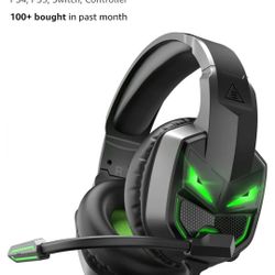 EKSA Fenrir S Gaming Headset with Microphone, Noise Cancelling Mic, Comfortable Ear Pads, 50 mm Drivers, RGB Light, One Key Control, Gaming Headphones