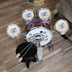 Kids Drum Set for Toddlers 1-3 Drum Set for Kids with Chair Musical Jazz Drum Toys for Boys Girls Aged 2 3 4 5 6 7 Drum Kit Instrument Christmas Birth