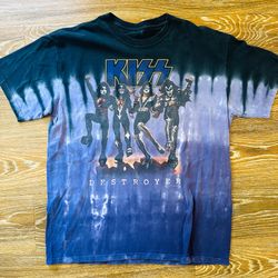 KISS DESTROYER LIQUID BLUE TIE DYE 2005 T-SHIRT MENS SIZE LARGE