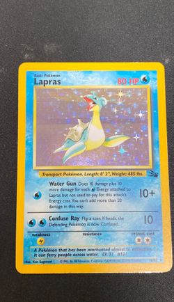 Lapras Holographic Fossil Pokemon Card 10/62