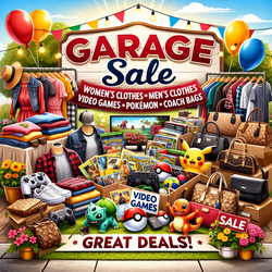 Yard sale pokemon, clothes, coach bags, legos