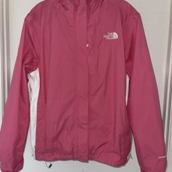 The North Face Pink Hooded Rain Jacket Windbreakers Sz L