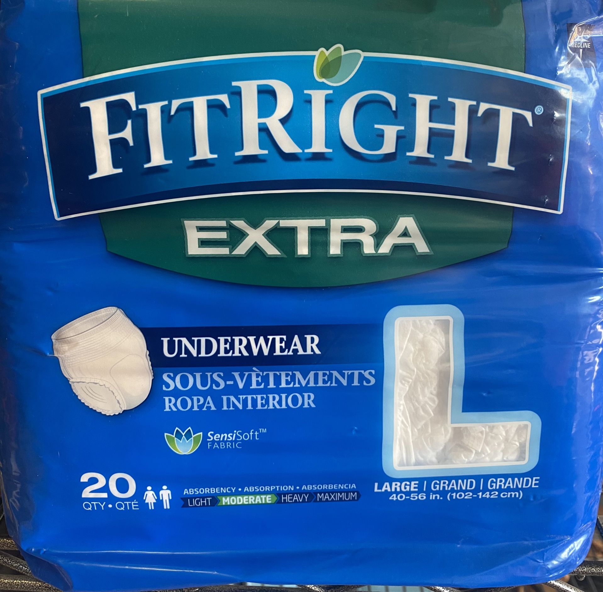 Medline FitRight Large Underwear Diapers Moderate Absorption  Men Women  Unisex  Sensi Soft Fabric 