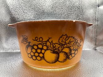 Pyrex Old Orchard Fruits 1 qt Round Casserole Dish #473 No Lid