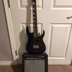 Ibanez Electric Guitar, Dark Blue, With Amplifier 