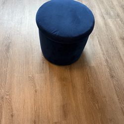 Blue Suede Ottoman