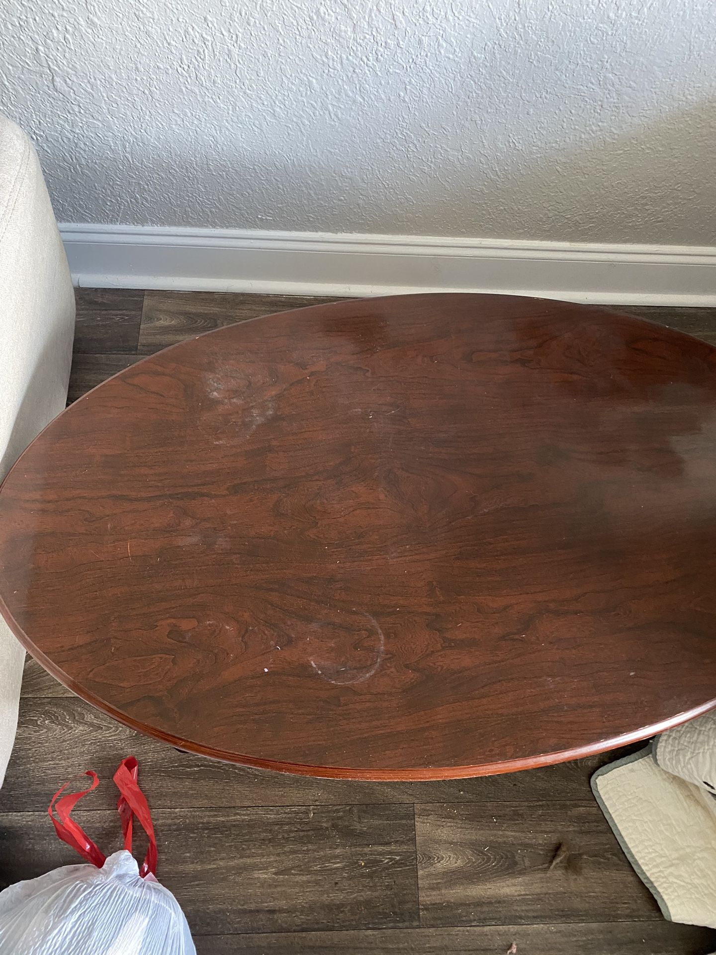 Cherry Colored Oval Coffee Table