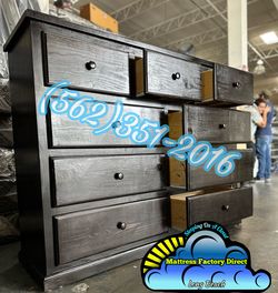 Nine Drawer Black Pinewood Chest Cajonera Comoda Nueva Heavy Duty 