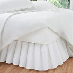 Fresh Ideas Ruffled Poplin Collection Bed Skirt, Queen, White