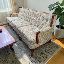 Vintage Floral Tufted Sofa Couch Cottagecore Grandma Chic