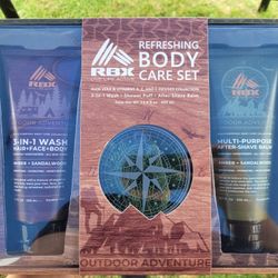 Men's Hair, Face, Body Wash Set. After Shave Balm. Loofah. Smells Good
