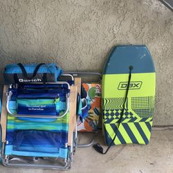 Beach kit for sale, 3 chairs, 1tent,1umbrella, 1 boogie board