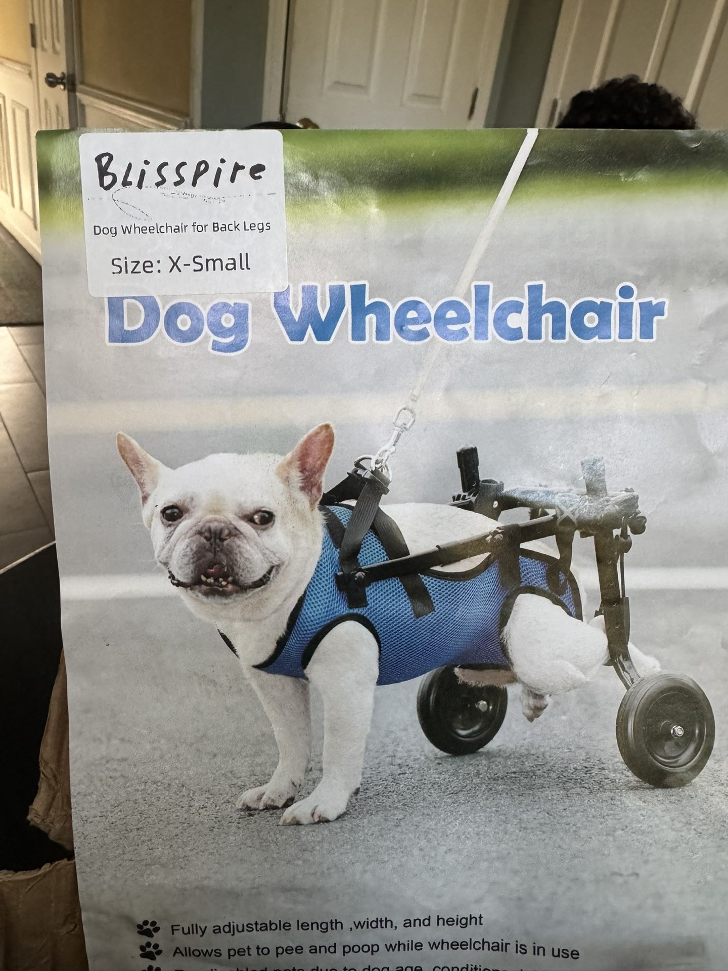 Dog Wheelchair for Back Legs with Pet Traction Rope, X-Small Wheelchair for Dogs with Disabled Hind Legs Walking Adjustable Dog Carts with Heavy Duty 