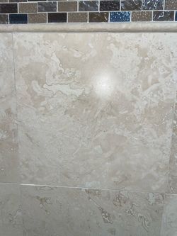 Travertine tiles, 16”x16”, ivory/beige