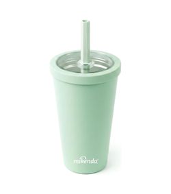 14oz Insulated Coffee Tumbler with Straw Lid, Stainless Steel Vacuum Travel Mug with Soft Silicone Mouthpiece, Anti-Slip Base, BPA Free Reusable Car C