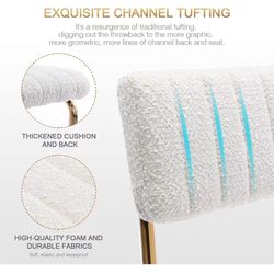 Mid-Century Counter Height Bar Stools with Back, 26'' Upholstered Boucle Fabric Counter Stools with Channel Tufting for Kitchen Island, Modern Armless