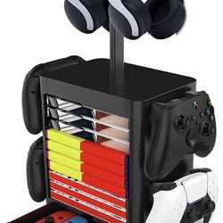 NEW! Headset and Game Organizer (up to 10 Games) for PS5 PS4 Playstation/Xbox Series S & X/Switch Accessories, Headphones, Game Discs, Joy Cons, DualS
