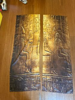 Egyptian Hieroglyphic Blackout Curtains – Gold & Brown – 2 Panels