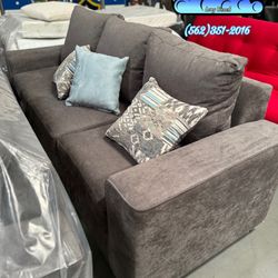 Gray Fabric Three Seater Couch Sofa