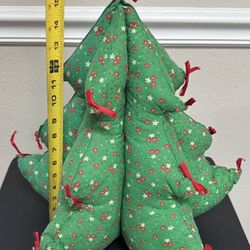 Vintage Stuffed Christmas Fabric Holiday Tree with Bows Hand Crafted just $7