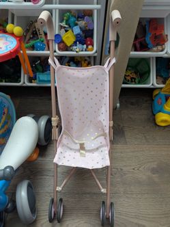 Toy stroller lullababy pink gold stars