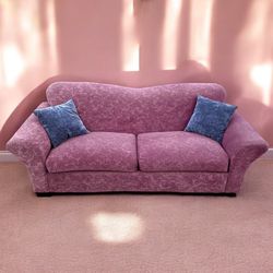 Purple Floral Paisley 90” Tightback Sofa